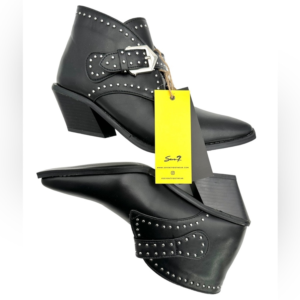 NWT Seven7 Boots Dallas Western Booties Black Studs NEW NIB Concert Country WOW
